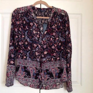 Lucky Brand Button Front Floral Printed Top